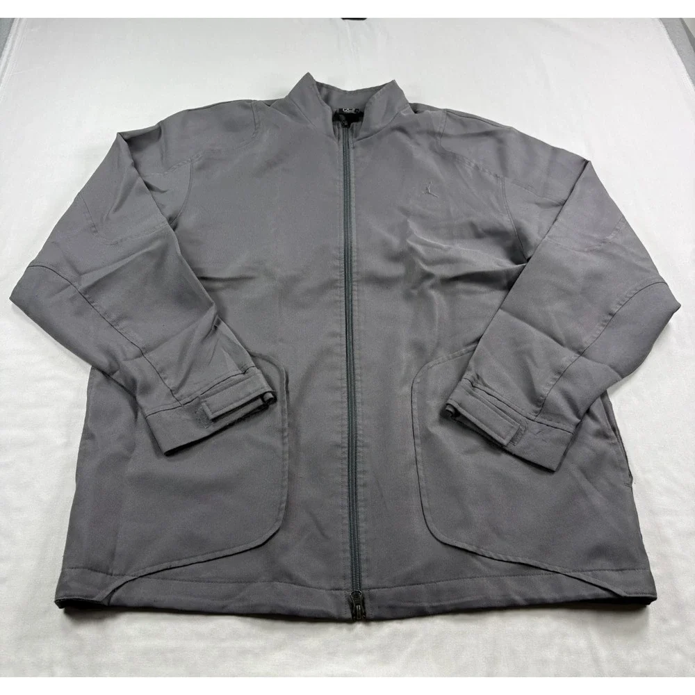 Air Jordan Track Jacket Mens Large Gray Full Zip Spell Out Big Logo Y2K